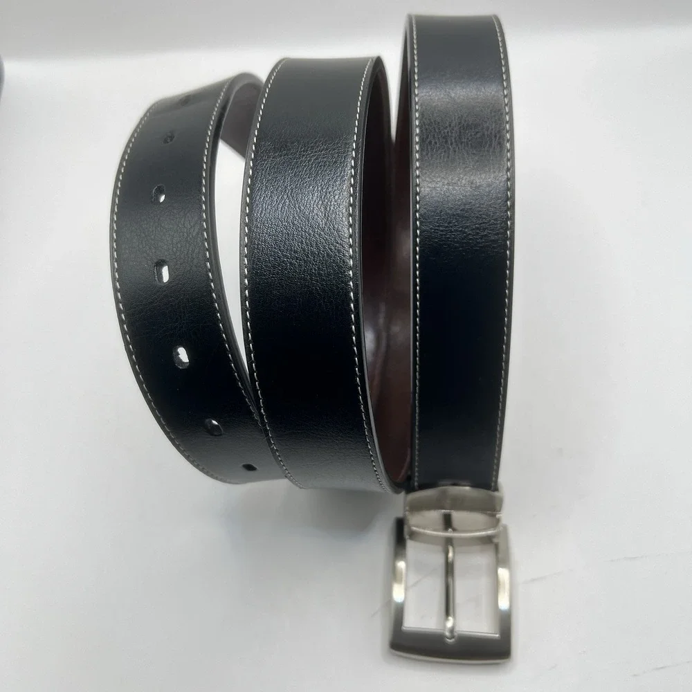 Swiss Gear Reversible Leather Belt XXL Black Brown Contrast Stitching